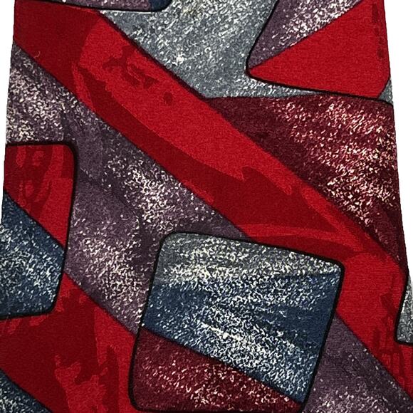 J.S. Blank & Co. Men's Abstract Necktie 100% Silk Red Purple Blue White - Picture 6 of 11